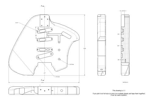 Klein Electric Guitar Copy Plan Drawing