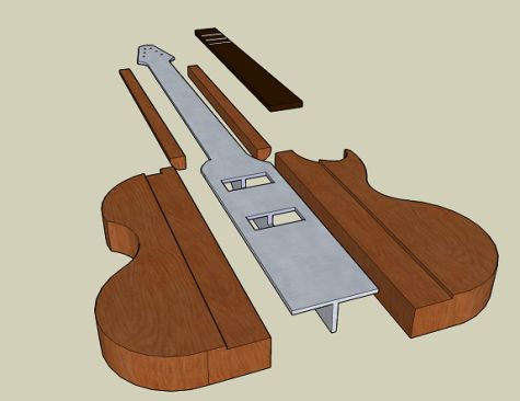 T-Beam Guitar Exploded View